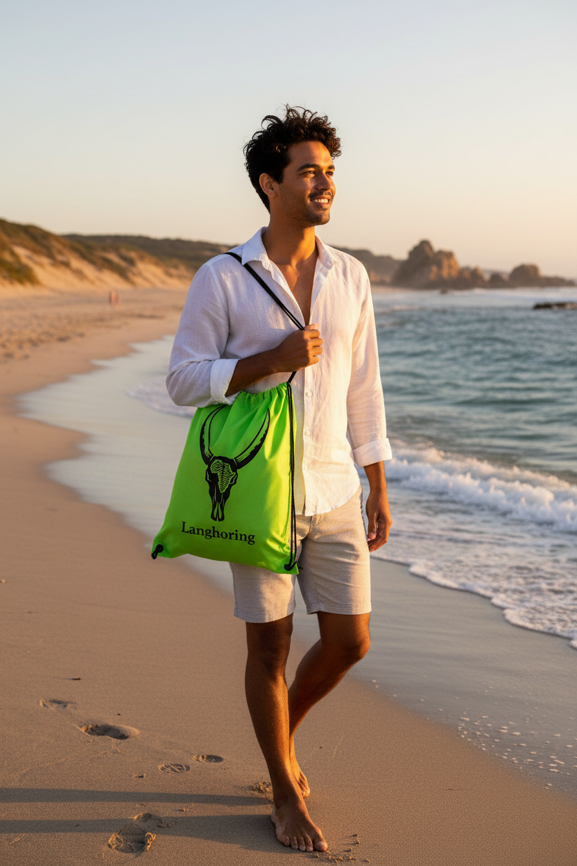 Langhoring drawstring bag lime green strand